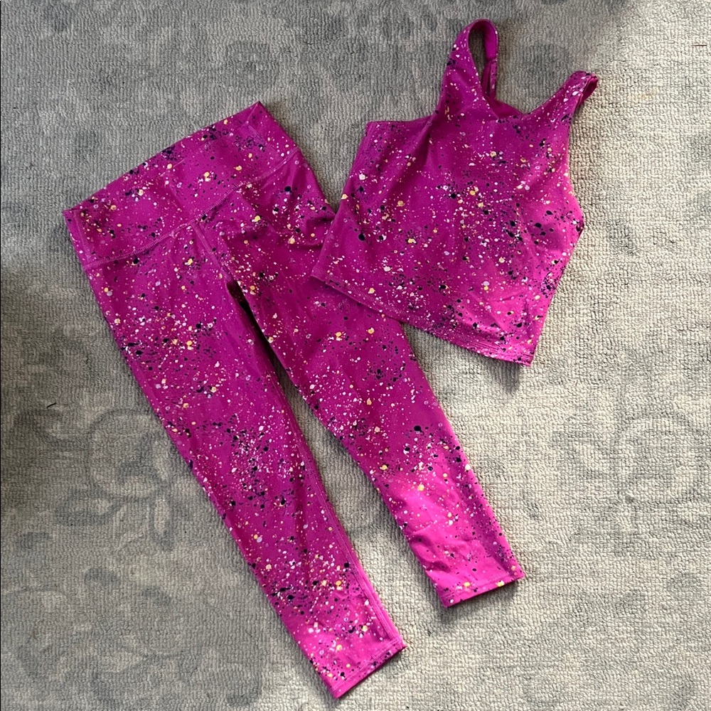 All in Motion Pink and Yellow Splatter Activewear